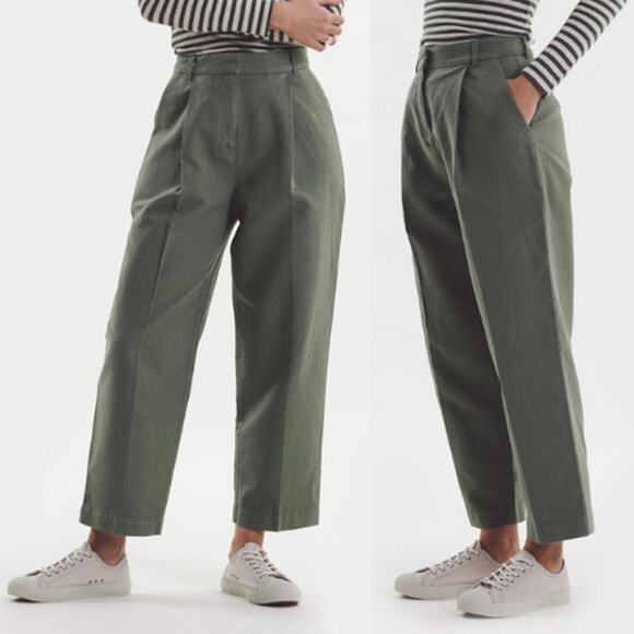 YMC Market Trouser Pants Pleated Cropped High Waist Olive Size XS - Picture 1 of 6